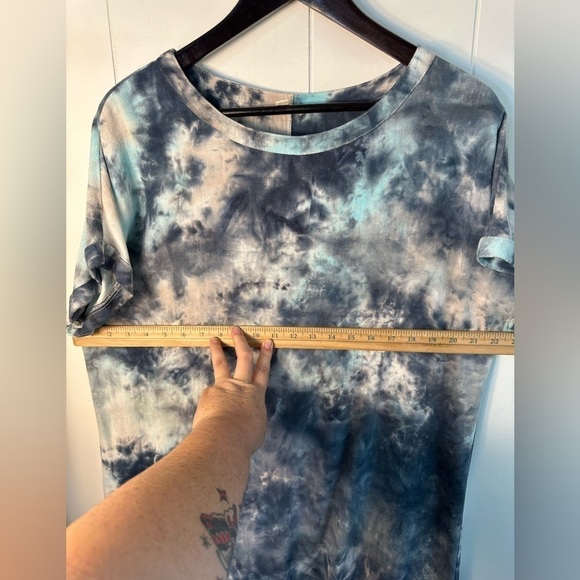 Umgee Women’s Small Blue Tie-dye Linen Blend Midi Dress - Picture 8 of 9